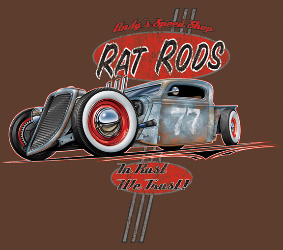 Here's some rat rod shirts I did for Andy's Tees a while back